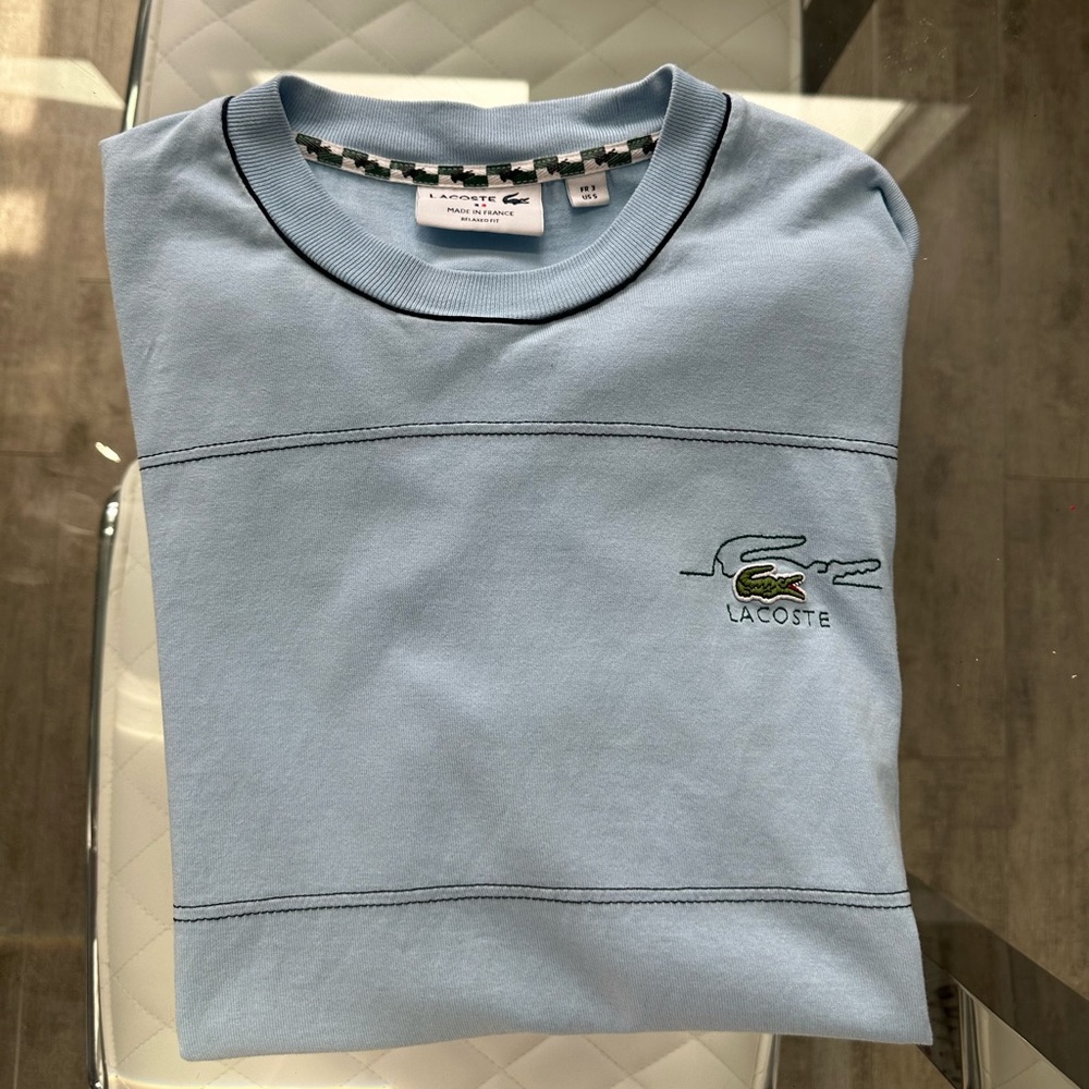 French Blue Lacoste Thick Cotton Tee